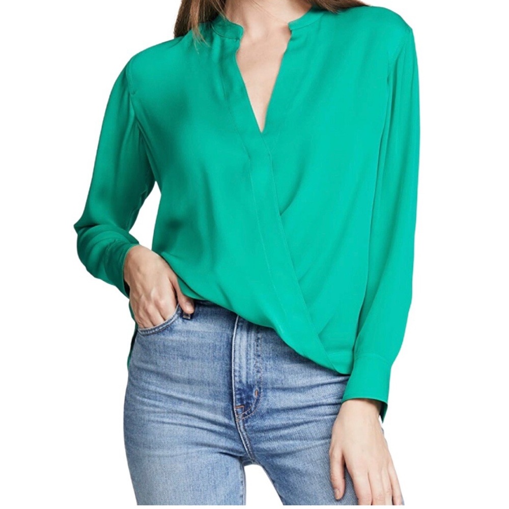 A.L.C Luca Green Silk Draped Blouse Size 4
